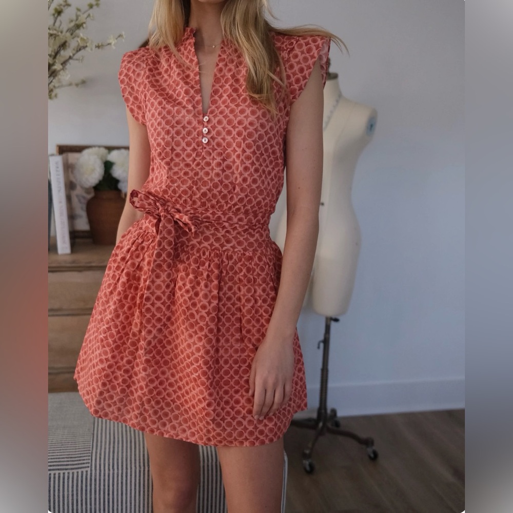 Coral “Pink Porto” Block Print Dress: Winter Vacations, Smocked sundress ☀️👗